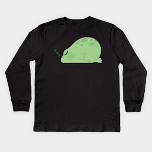 A Green Frog Sleeping Kids Long Sleeve T-Shirt